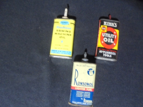 3 OLD OIL AND LIGHTER FULID CANS-3 TIMES MONEY