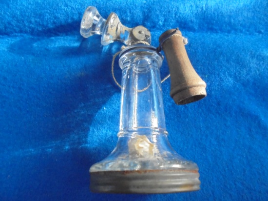 EARLY GLASS CANDY CONTAINER "CANDLESTICK TELEPHONE"