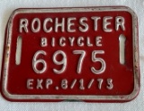 ROCHESTER - BICYCLE LICENSE PLATE