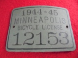 1944-45 MINNEAPOLIS BICYCLE LICENSE NO. 