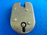 OLD AND SMALL BRASS PADLOCK MARKED 