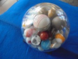 SMALL ROUND DISPLAY GLOBE FULL OF OLD MARBLES-SEE PHOTO'S