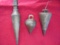 (3) OLD ALL BRASS PLUMB BOBS-ALL DIFFERENT-3 TIME BID