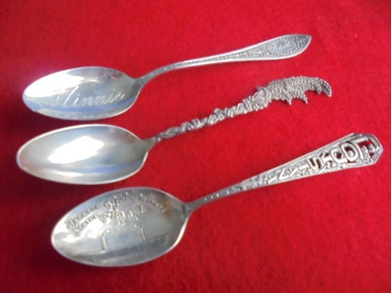 (3) OLD STERLING SPOONS--3 TIMES MONEY