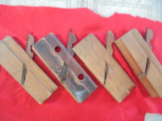 (4) OLD WOOD MOLDING PLANES-EARLY-SOME SIGNED-4 TIMES BID