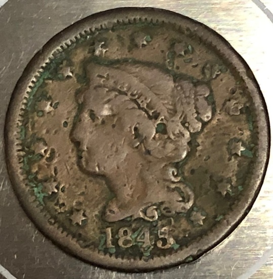 1845 UNITED STATES BRAIDED HAIR LARGE CENT
