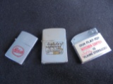 (3) OLD ADVERTISING CIGARETTE LIGHTERS--3 TIMES MONEY