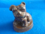 OLD POT METAL DOG PENCIL HOLDER & PENCIL SHARPENER