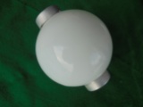 WHITE GLASS LIGHTING ROD BALL WITH ENDS-4 1/4 INCHES TALL-NEWER ISSUE