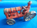 OLD CAST IRON TOY TRACTOR W/MAN