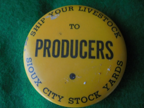 VINTAGE ADVERTISING POCKET HONE-"PRODUCERS" SIOUX CITY STOCK YARDS