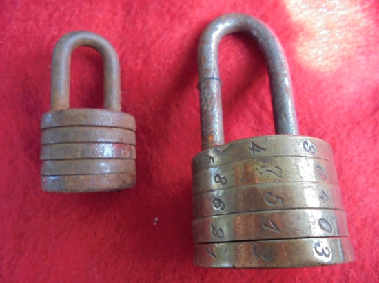 (2) OLD COMBINATION PADLOCKS-LARGE ONE MADE IN GERMANY