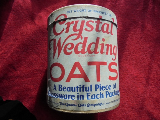 VINTAGE "CRYSTAL WEDDING OATS" CONTAINER WITH LID