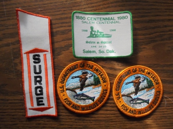 (4) OLD CLOTH PATCHES-SEE PHOTO'S