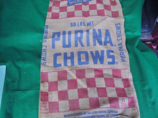 OLD "PURINA CHOW" FEED BURLAP SACK-QUITE CLEAN