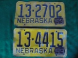 (2) 1953 NEBRASKA LICENSE PLATES-DIFFERENT NUMBERS-2 TIMES MONEY