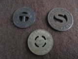 (3) OLD STREET CAR TOKENS-SIOUX CITY-LINCOLN-& TOPEKA