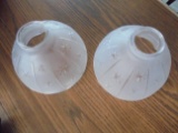 (2) OLD ELECTRIC LIGHT FIXTURE GLASS SHADES-STAR PATTERN