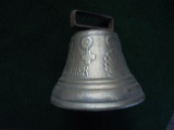 OLD BRASS SWISS COW BELL-3 3/4 INCHES ACROSS THE BOTTOM