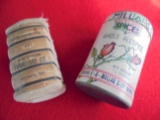 2 ITEM LOT--MILLARS SPICE BOX & BAIL OF COTTON WITH ADVERTISING