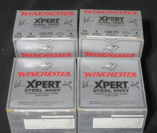 (4) Boxes of Winchester Xpert Steel Shot - 12 Guage - 3 Inch