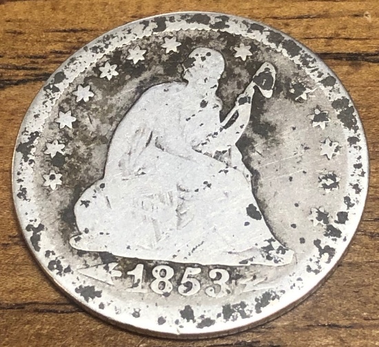 1853 US Seated Liberty Quarter -- With Rays and Arrows