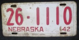 1942 Nebraska License Plate