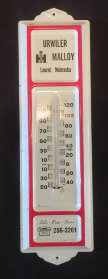 International Harvester  "Urwiler - Malloy --- Laurel, NE" Advertising Thermometer