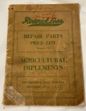 1928 RODERICK LEAN AGRICULTURAL IMPLEMENTS - REPAIR PARTS PRICE LIST