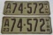 PAIR OF 1923 MINNESOTA LICENSE PLATES - 74-572
