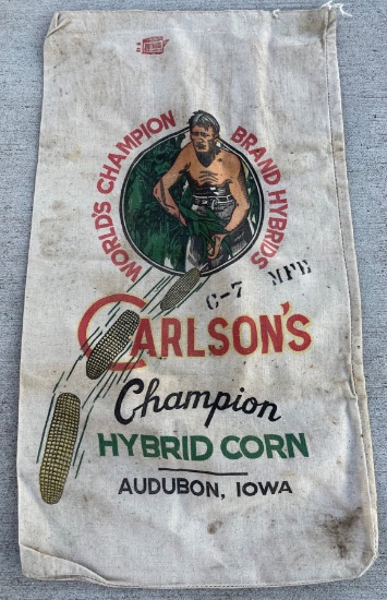 CARLSON'S CHAMPION HYBRID SEED CORN ADVERTISING SACK