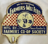 FARMERS CO-OP SOCIETY - SIOUX CENTER, IOWA - LICENCE PLATE TOPPER