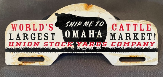 OMAHA - UNION STOCKYARDS CO. - LICENSE PLATE TOPPER