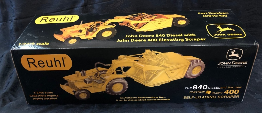 Details about   John Deere 840 Diesel with 400 Scraper Reuhl 1:24 Scale Model #JD840/400 New! 