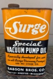 SURGE VACUUM PUMP OIL - ADVERTISING TIN