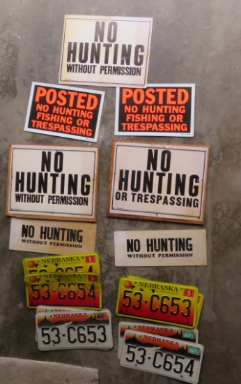 No Hunting Signs & Nebraska License Plates