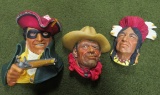 Bossons - England Chalkware Heads --- Wall Hanging Figurines