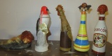 Lot of (5) Decanters - Lion - Chicken - Bird - And More
