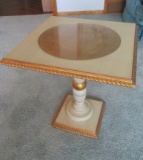 White and Gold Colored End Table