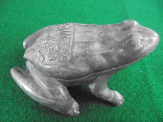 RARE & QUITE STUNNING CAST IRON FROG MATCH HOLDER WITH ADVERTISING "POINTER STOVES AND RANGES"