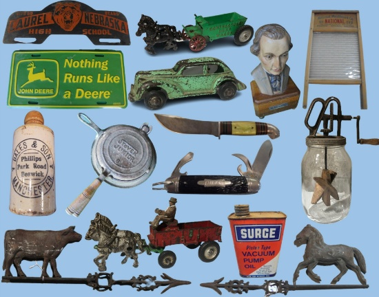 JULY ANTIQUES, ADVERTISING, AND PRIMITIVES AUCTION