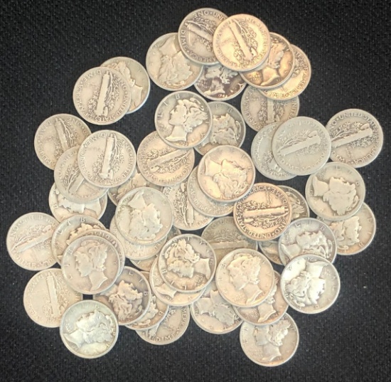 (50) Silver Mercury Dimes