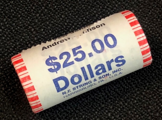 Roll of (25) Andrew Johnson $1 Coins -- Uncirculated
