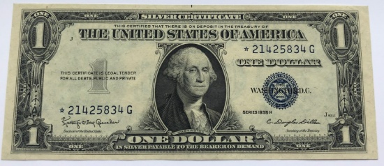 1935-H $1 Silver Certificate Star Note -- Crisp Uncirculated