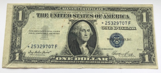 1935-E $1 Silver Certificate Star Note - No Motto