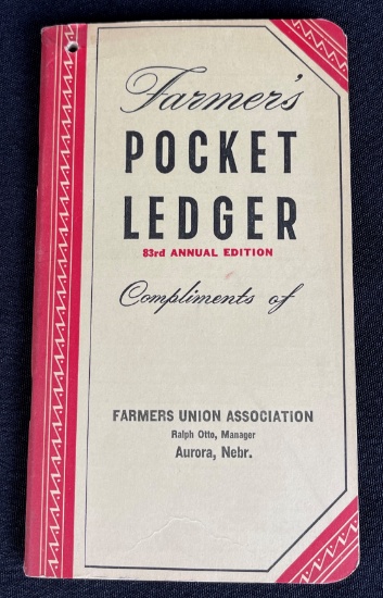 1949-1950 - JOHN DEERE POCKET LEDGER - "FARMERS UNION ASSOC. - AURORA, NEBRASKA"