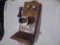 OLD OAK WALL TELEPHONE WITH ALL OUTSIDE PARTS-INSIDE IS EMPTY