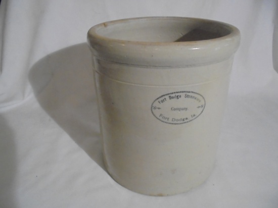 RARE OLD "FT. DODGE STONEWARE CO" OPEN CROCK LOOKS 2 OR 3 GALLON-CLEAN