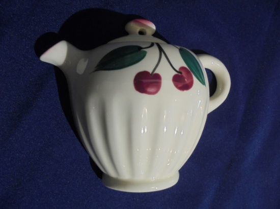 OLD TEA POT SHAPED WALL POCKET WITH APPLE DESIGN