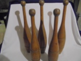 (5) WONDERFUL WOOD JUGGLING PINS 3 TALLER--SELLING 5 TIMES MONEY ON THIS LOT